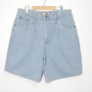 BUGLE BOY Vintage Golden Crest 100% Cotton Wide Leg Oversized Denim Shorts Sz 34